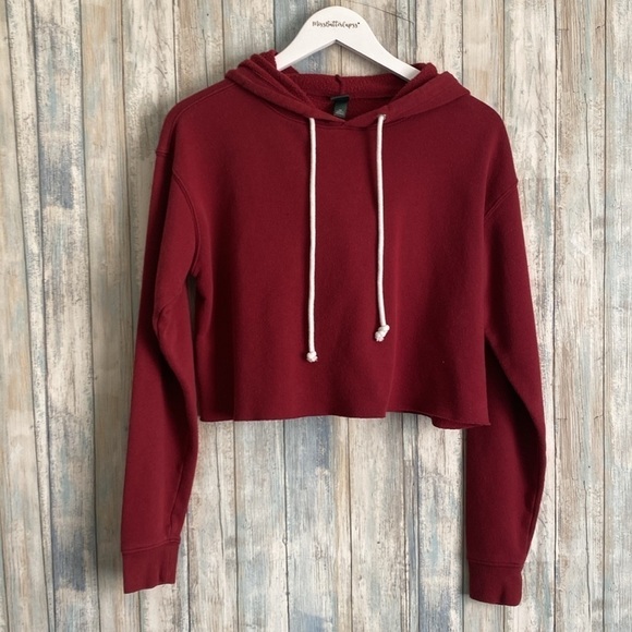 Wild Fable Red Cropped Hooded Sweatshirt | Size XS | Red - Picture 6 of 10